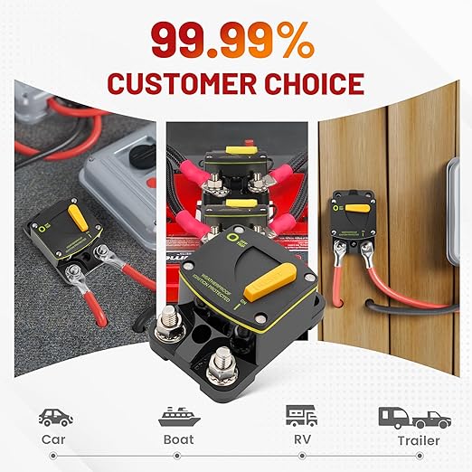 RED WOLF 150A Circuit Breaker Switch Manual Reset DC 12-48V, 5/16"-M8 Stud for Car Audio RV Marine Boat Truck Trolling Motors Stereo Audio Electronic Battery Solar System