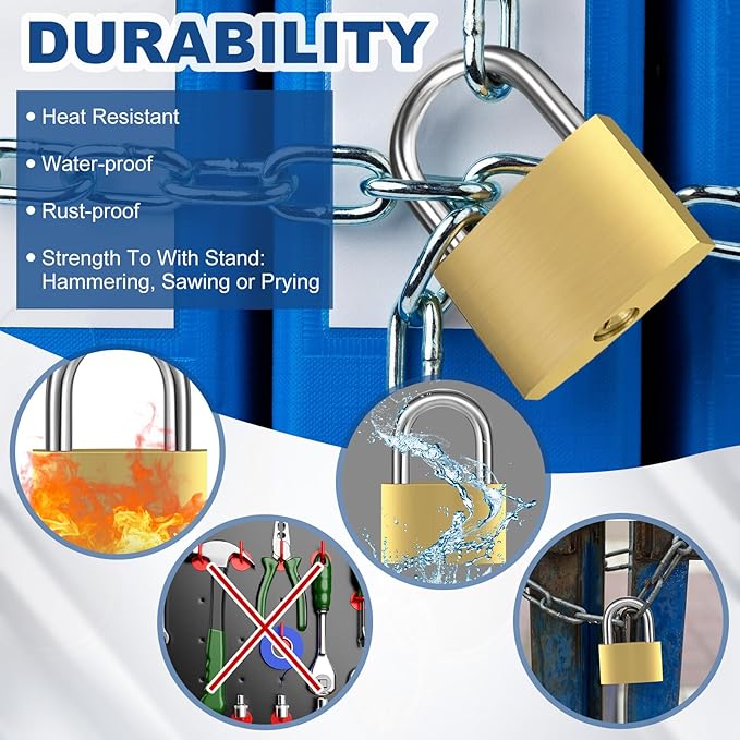 24 Pcs Solid Brass Keyed Padlock, Small Yellow Gym Lock, Strong Padlock with Same Key for Luggage Toolbox (30mm 1-3/16'')