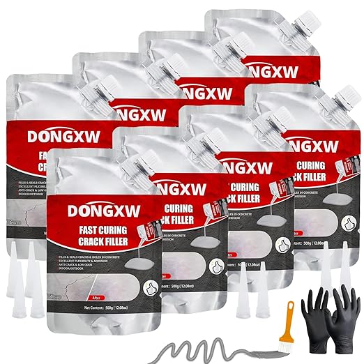 Concrete Crack Filler, 8 PCS Cement Crack Repair Sealant, Self Leveling Concrete Filler for Driveways, Walkways, Patios, Outdoor Joint Repair Waterproof