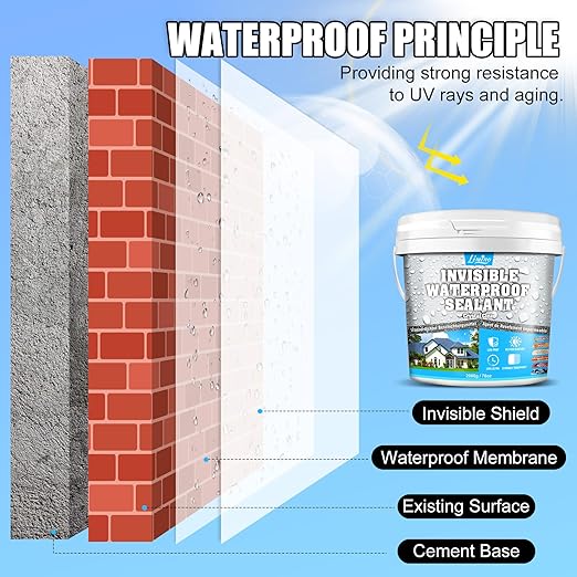 Waterproof Sealant - 70oz Water-Based Transparent Waterproof Coating, Invisible Water Proof Agent Indoor & Outdoor, Anti-Leakage Water Sealant for Roofs, Walls, Bathroom, Kitchen, Terraces, Garden