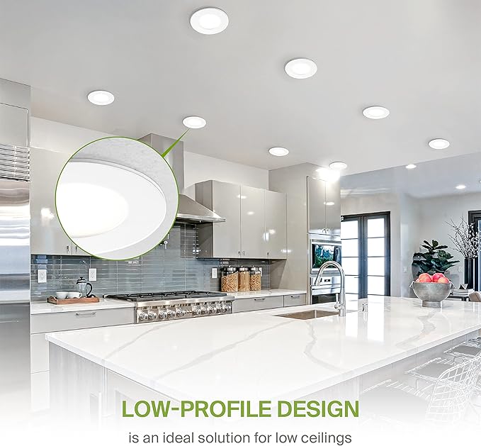 ASD 6 Pack 3 Inch LED Recessed Light 6W, 5 CCT 2700K-5000K CRI90+, IC Rated Ultra Thin Dimmable Ceiling Lights with J Box, Canless Wafer Downlight, Round Slim Panel Lighting, UL Energy Star, White