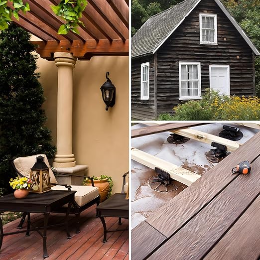 Wood Screws 3 Inch, FIXLINK Deck Screws #10 x 3, 105 PCS, Epoxy Coated, T25 Star Bit Above 1500 Hour Salt Spray Coating Outdoor Decking Screws Excellent Rust Resistant for Wood Fence, Brown