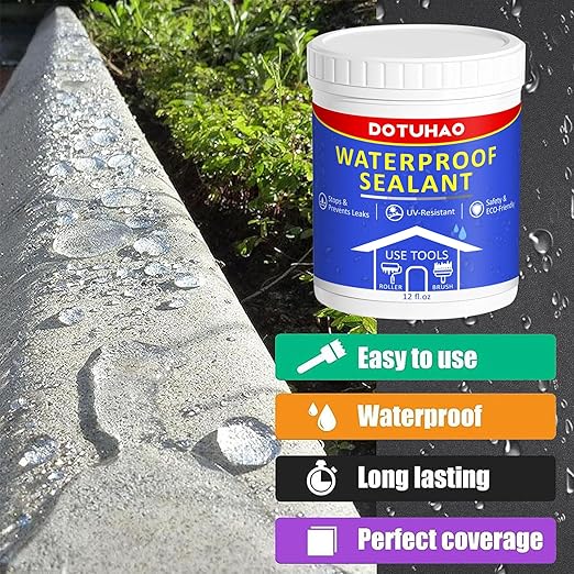 Polyurethane Waterproof Coating, Transparent Waterproof Sealant, 12 OZ Invisible Waterproofs Agent for Basement, Roof, Tile, Concrete, Cement