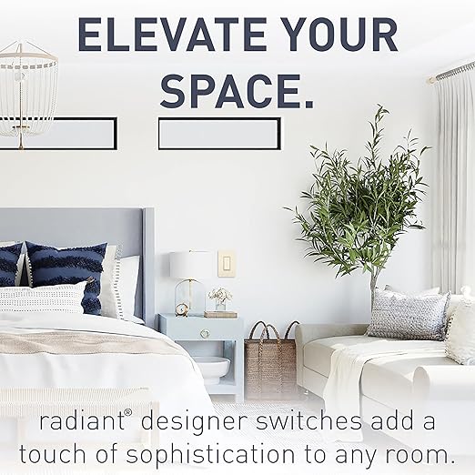 Legrand radiant TM873LACC10 15 Amp Rocker Wall Switch, 3-Way Decorator Light Switches, Light Almond (1 Count)