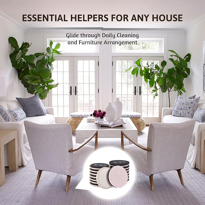 CO-Z Felt Furniture Sliders - 16 Pack with 8 Plastic & 8 Felt Sliders, 3 1/2" Reusable Furniture Sliders for Carpet Hardwood Floors, Heavy-Duty Furniture Gliders Movers, Moving Pads for Hard Surfaces