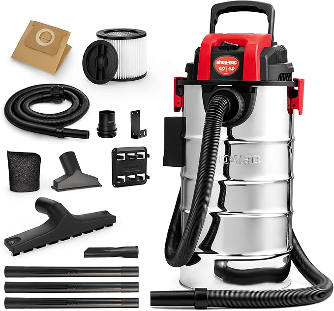Shop-Vac 6 Gallon 4.0 Peak HP Wet/Dry Vacuum, Wall Mountable Compact Shop Vacuum with 20 ft Extra Long Hose & Accessories - Ideal for Jobsite, Garages, Car & Workshops