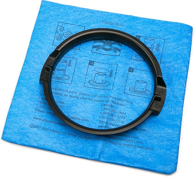 STANLEY Reusable Blue Cloth Filter with Clamp Ring 19-1500 for 5-6 Gallon Wet/Dry Vacuums, Filter Bag Compatible with STANLEY SL18143, SL18115, SL18115P, SL18116, SL18116P, SL18117