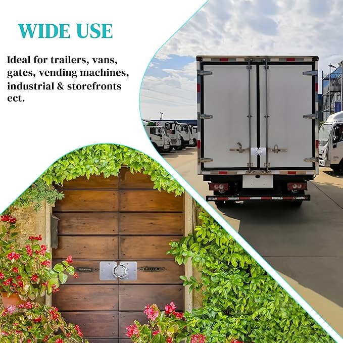 2 Pack Van Door Lock, 73MM Heavy Duty Solid Steel Hidden Shackle Padlock and Hasp Set Keyed Different, with 4pcs Keys and 80mm Screws for Vans, Trucks, Gates, Trailer