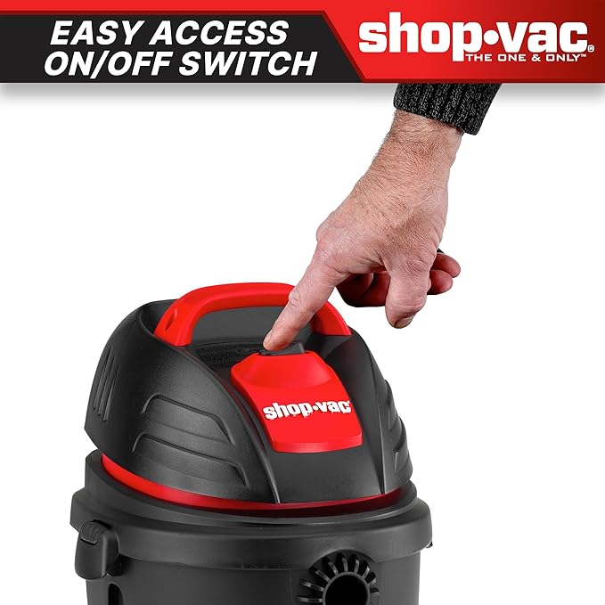Shop-Vac 9303511 2.5 Gallon Wet Dry Vacuum, 2.5 Peak HP, 1.25 Inch Diameter x 4 Foot Hose, 12 Ft Cord Length, Wall Mounted, Includes Filters, Ideal for Jobsite, Garage, Car & Workshop