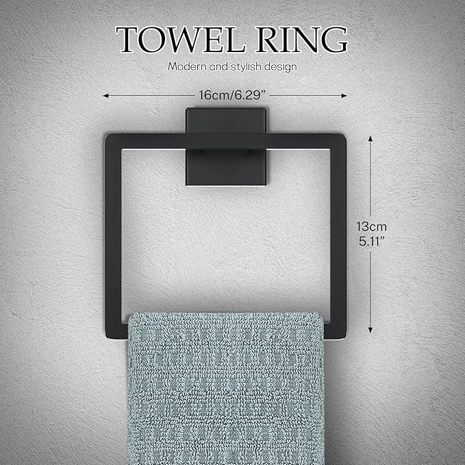 Matte Black Bathroom Hardware Accessories Set 10-Pieces Black Towel Bar Set Stainless Steel Towel Holder Set 23.6 Inch Towel Bar,Towel Racks Set for Bathroom Wall Mounted