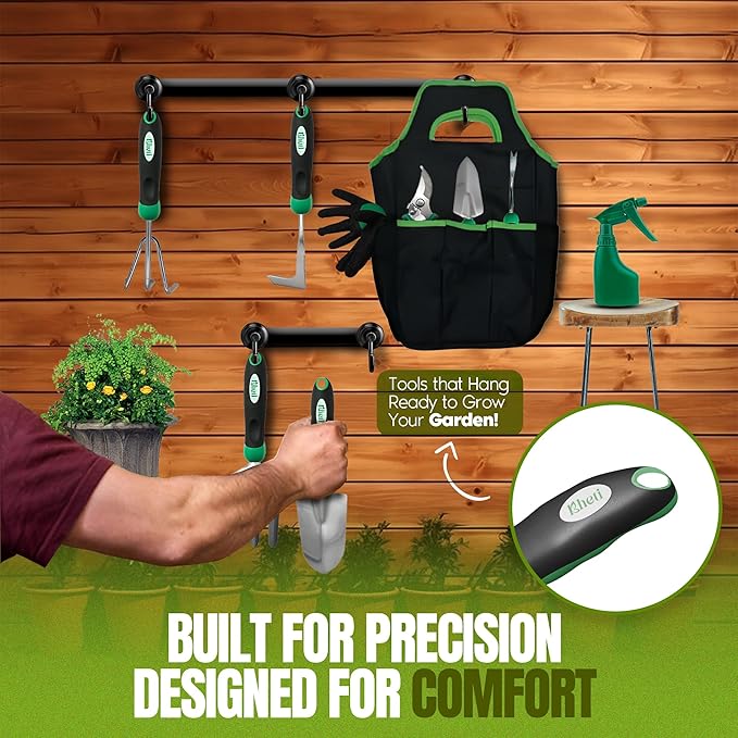 KHETI 𝗡𝗲𝘄𝗲𝘀𝘁 11-Piece Heavy Duty Stainless Steel Garden Tool Set – Includes Spade, Shovel & More, Perfect for Digging & Plant Care, Ideal Gift for Women & Mothers