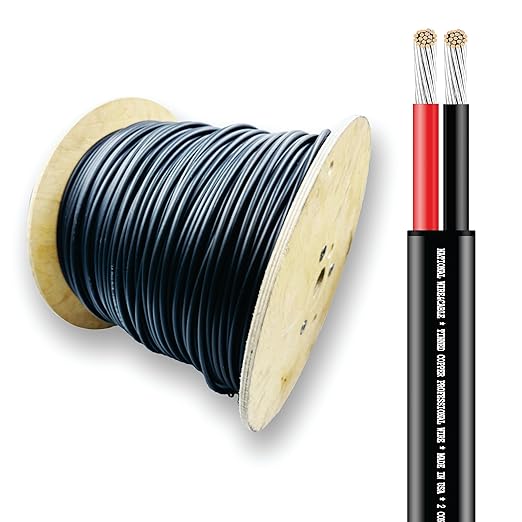 National Wire&Cable - 10/2 Tinned Copper Professional Wire (500 Feet) 10 AWG Gauge Stranded PVC Cord - 2 Conductor Electrical Wire - Made in USA - CL Rated/ETL Listed - Automotive, Low Voltage Cable