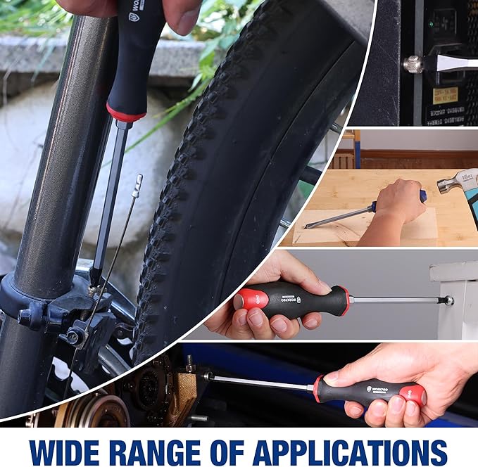 WORKPRO Magnetic Screwdriver Set 12-Piece, Go-Thru Screw Driver Set Kit with Wall Mount Rack, Includes Slotted & Phillips Screwdrivers, Magnetic Screwdriver with Magnetizer Demagnetizer Tools