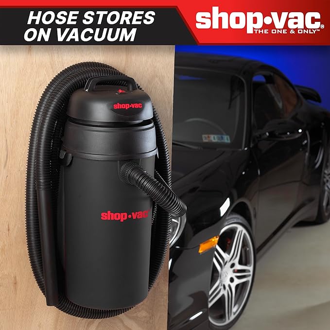 Shop-Vac 9522205 5 Gallon 5.5 Peak HP Hangup Wet/Dry Vacuum, 1.25 Inch Diameter x 18 Foot Hose, 6 Foot Cord, Wall Mount Included, Ideal for Garage, Workshop & Home