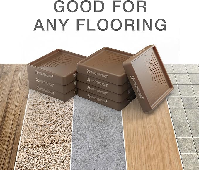 Furniture Cups X-PROTECTOR – 3" Caster Cups 8 PCS – Premium Furniture Coasters – Ideal Bed Stoppers – Non Skid Furniture Pads with a Perfect Design – Rubber Furniture Pads - Protect Any Flooring!