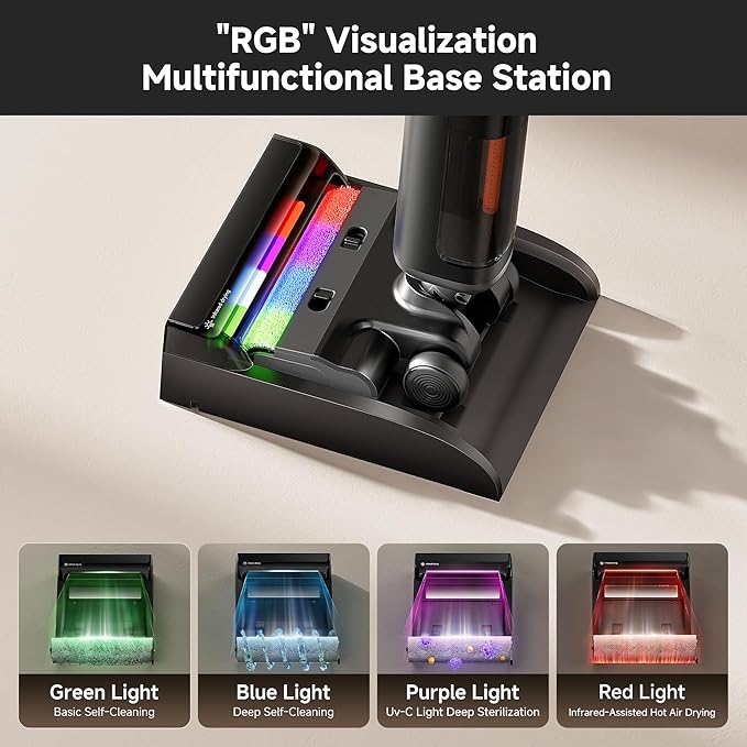 uwant Wet Dry Vacuum Cleaner 180° Lay-Flat Vacuum Mop All in One with 100℃ Hot Water and Air Drying 23000Pa Suction Vacuum Cleaner with Self-Cleaning Anti Odor Triple Edge Electric Mop