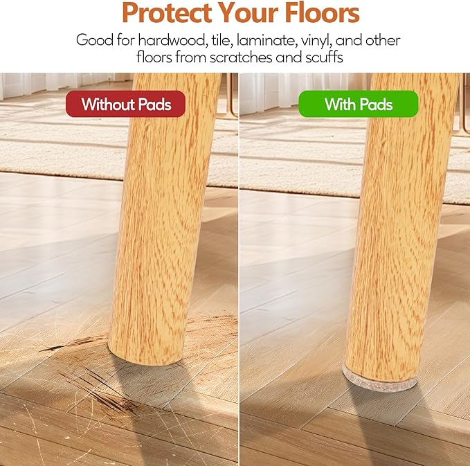 Furniture Pads 300 Pack Premium Furniture Felt Pads (Beige), Huge Quantity Self Adhesive Anti Scratch Floor Protector for Furniture Legs Hardwood with 60 Cabinet Door Bumpers