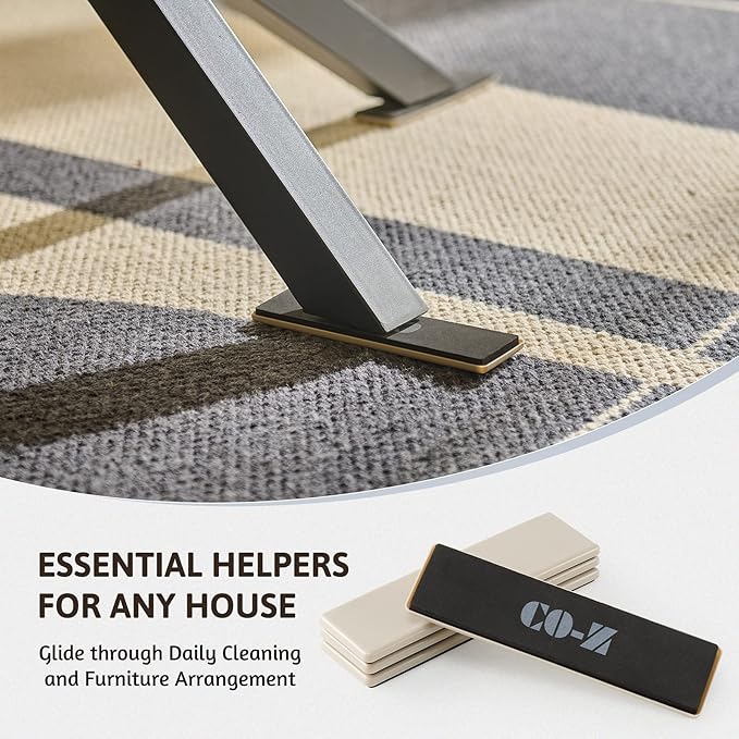 CO-Z Large Furniture Sliders - 4 Pack, 2 1/2" x 9" Rectangle Reusable Furniture Sliders for Carpet, Heavy-Duty Furniture Gliders Movers for Hardwood Floors, Plastic Moving Pads for Heavy Furniture