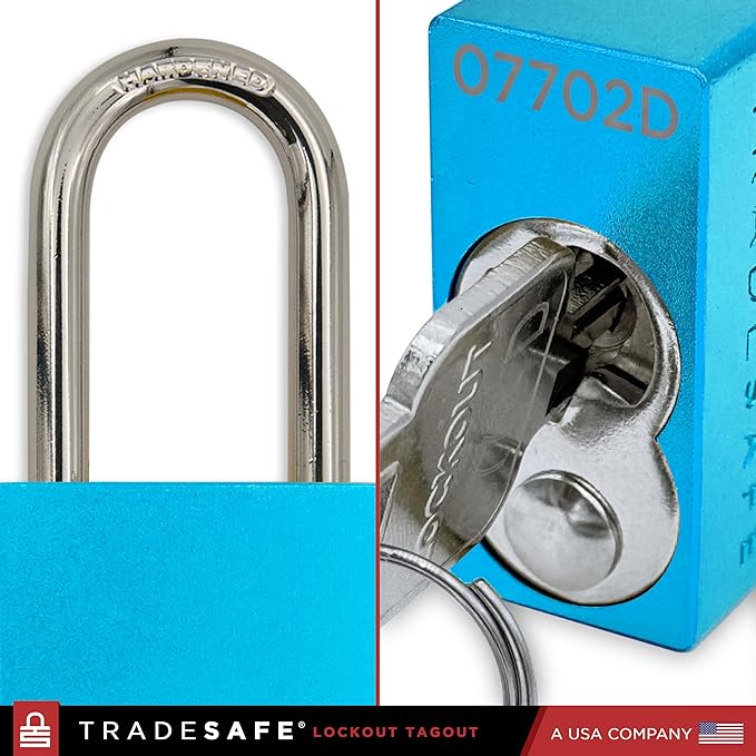 TRADESAFE Lockout Tagout Locks Set - 10 Blue Aluminum Loto Locks, Keyed Different Lock Out Tag Out Padlocks, 2 Keys Per Lockout Padlock, OSHA Compliant