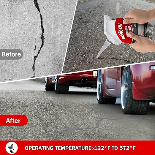 Concrete Crack Filler and Sealant 2Pcs, Quick Drying Cement Crack Filler Waterproof Repair Sealant, Weather Resistant Concrete Sealer Outdoor Caulking Glue for Cement-Based Materials, Gray