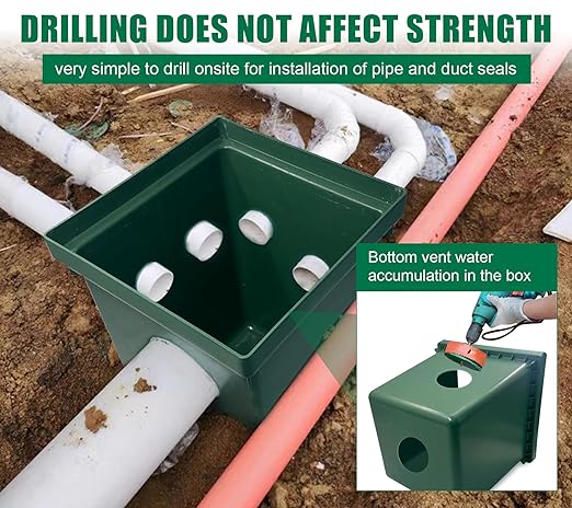 24x24x24in Underground Splice Boxes W/FRP Inspection Cover Large Enclosure Box Bucket Polyethylene Distribution Pull Access Electrical Junction Drillable Tapered Wiring Box for Cable