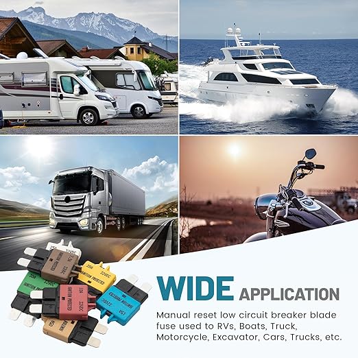 NuIth Manual Reset Mini Fuse Circuit Breakers 5A-30A, E39 Low Profile ATO/ATC Circuit Breaker Blade Fuse 12V-32V DC Re-settable Standard Blade Fuses for Car Truck RV Marine (7PCS 5A-30A)