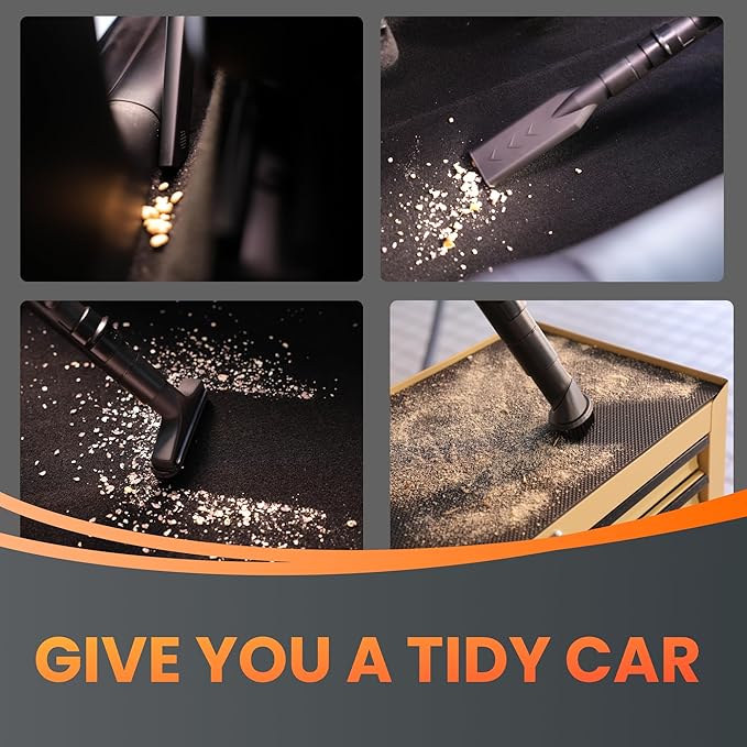 Giraffe Tools Grandstorm Retractable Vacuum Cleaner Wall-Mounted, Shop Wet Dry Vacuum Cleaner with 6 Nozzles for Car Detailing Remote Control Garage Vacuum, Grey