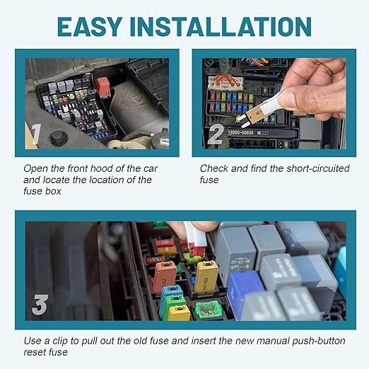 NuIth Manual Reset 5-30A Mini Fuse Circuit Breakers, E73 Low Profile ATM Circuit Breaker Blade Fuse DC 28V Resettable Standard Blade Fuses for Car Truck RV Marine (7PCS 5A-30A)
