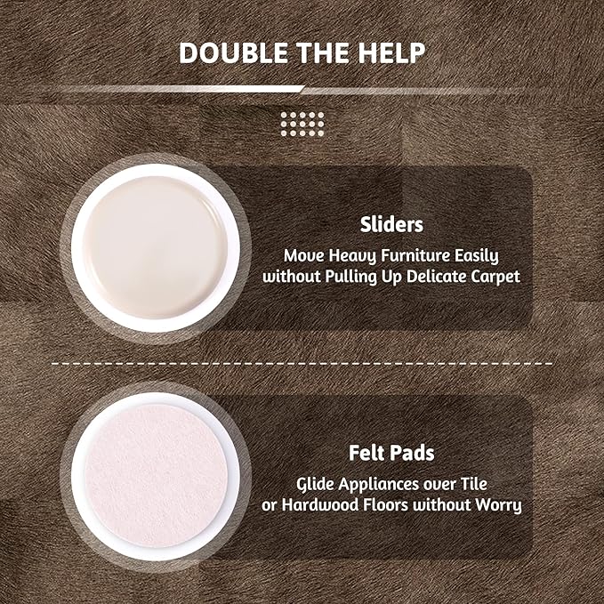 CO-Z Felt Furniture Sliders - 16 Pack with 8 Plastic & 8 Felt Sliders, 3 1/2" Reusable Furniture Sliders for Carpet Hardwood Floors, Heavy-Duty Furniture Gliders Movers, Moving Pads for Hard Surfaces