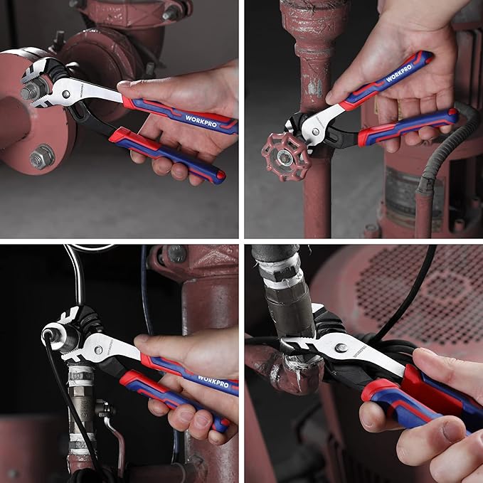 WORKPRO 3 Piece Groove Joint Plier Set, 12/10/8 Inch Adjustable Water Pump Pliers, Straight Jaw Pliers for Home Repair, Gripping, Nuts, Bolts, Pipe & Fittings