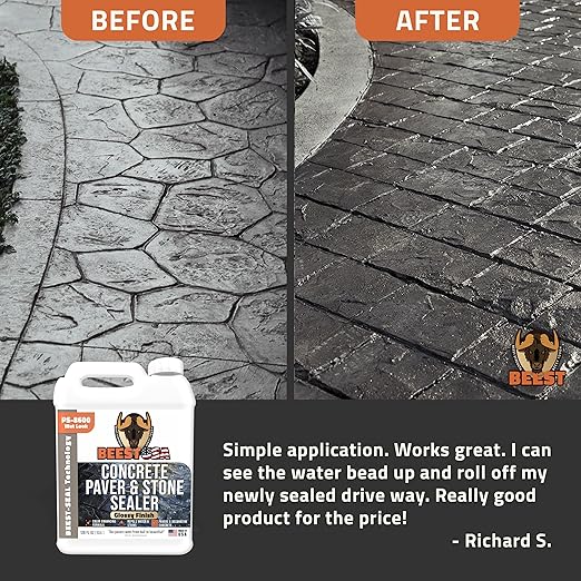 Paver Sealer - 8600 Wet Look (Medium Gloss) - 1 Gallon Covers up to 175-250 sq ft (2 Coats)| Concrete Sealer Outdoor - Color Enhancing Acrylic Sealant for Stones, Patios, Pavers, Bricks & Driveways
