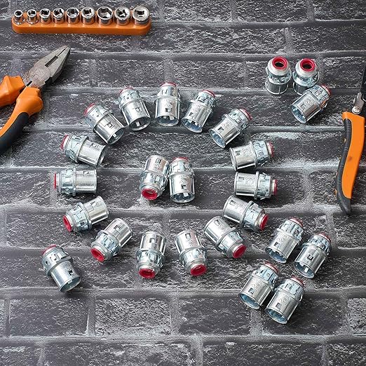 Metal-Clad Cable Connectors Zinc Electrical Conduit Connector 3/8" Snap in Connectors for Steel and Aluminum Cable(50 Pack)