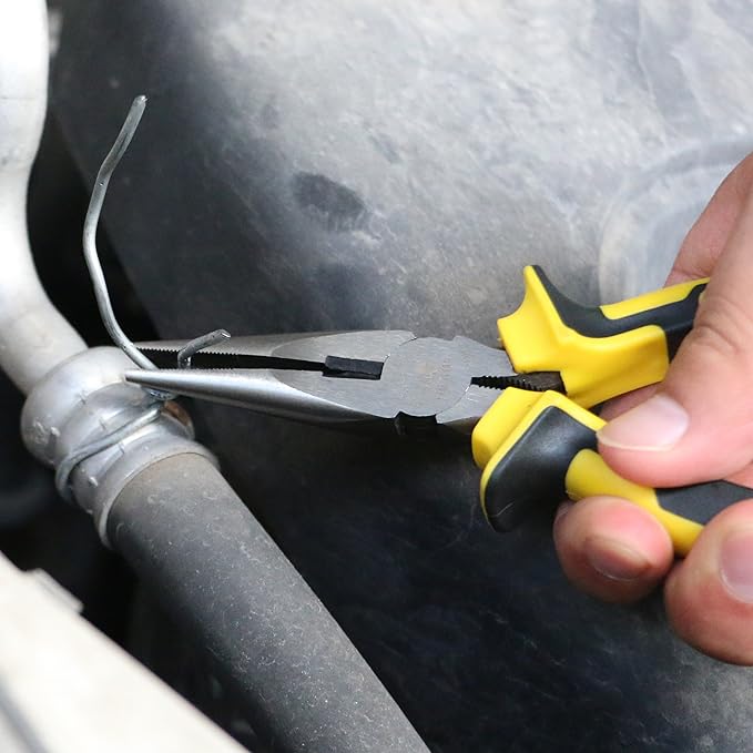 DOWELL Needle Nose Pliers Long Nose Pliers 8 Inch with Wire Cutter for Jewelry Nickel Chromium Steel Construction And Professional Handle