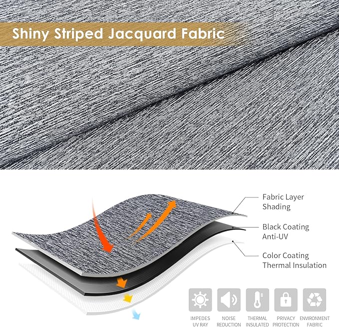 ALLBRIGHT 100% Blackout Roller Blinds Woven Shades with Striped Jacquard, Cordless Window Shades, UV Protection Fabric, Easy-Install for Indoor Home & Office, Dark Blue, 37" W x 72" H