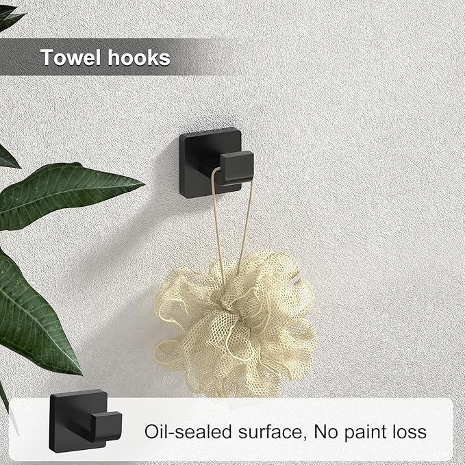 Toilet Paper Holder Collision Avoidance Towel Racks for Bathroom Thickened Material 304 Stainless Steel Towel Bar 10-Piece Black Bathroom Accessories Will Not Rust Bathroom Hardware Set