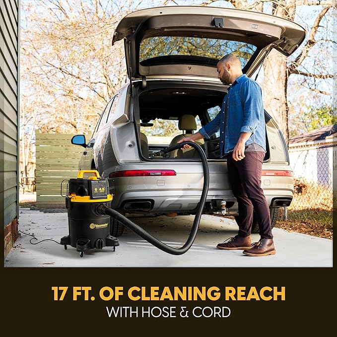 Vacmaster Professional 6 Gallon 4.5 Peak HP Wet/Dry Vacuum with Self-Cleaning Filter System - VDK611PF 0201