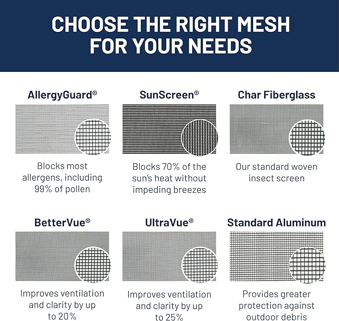 Fully Assembled Replacement Window Screen, Custom Size Full Window Screen (FS1) with No Hardware for Versatile Installation. Lightweight, Durable, and Proven to Last!
