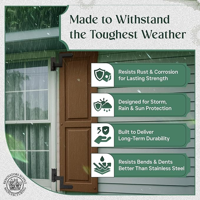 Renovators Supply Manufacturing - Heavy-Duty Black Wrought Iron Shutter Lift Off Pintle Hinges Colonial Pin Reversible for Doors, Window and Shutters with Hardware 6 1/2 Inches, Pack of 15 Pairs