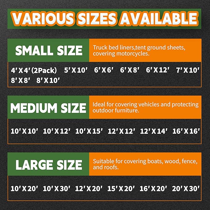 RAINDEWAY Tarps Heavy Duty Waterproof 8x10 Feet,10.5 Mil Waterproof Tarps for Outdoors,Multipurpose Poly Tarp Cover with Metal Grommets and Reinforced Edges,Green/Blue