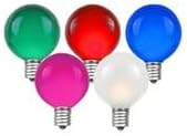 Novelty Lights 25 Pack G40 Multicolor Outdoor Globe Bulbs, Light Bulbs Glass Incandescent Bulbs with 3000 Hour Lifespan, Globe String Lights Replacement Bulbs