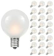 Novelty Lights 25 Pack G40 Frosted White Outdoor Globe Bulbs, Light Bulbs Glass Incandescent Bulbs with 3000 Hour Lifespan, Globe String Lights Replacement Bulbs