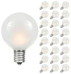 Novelty Lights 25 Pack G40 Frosted White Outdoor Globe Bulbs, Light Bulbs Glass Incandescent Bulbs with 3000 Hour Lifespan, Globe String Lights Replacement Bulbs