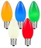 Novelty Lights 5 Pack C9 Ceramic Outdoor Christmas Replacement Bulbs, Multi, E17/C9 Intermediate Base, 7 Watt