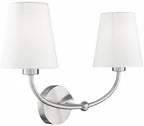 Emak 2-Light Bathroom Light Fixtures, Modern Brushed Nickle Vanity Light with Fabric Shade, Wall Sconces for Bathroom, Living Room, Bedroom, VL116-BN-2