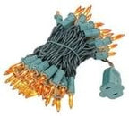 Novelty Lights 11 Feet 50 Bulbs Traditional Incandescent Mini Lights, Amber on Green Wire with 2.5" Spacing, Commercial Grade and UL Listed for Indoor/Outdoor Use, End-to-End Connectable