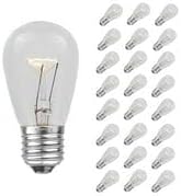 Novelty Lights 5 Pack S14 Outdoor Patio Edison Replacement Bulbs, E26 Medium Base, Clear, 11 Watt