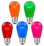 Novelty Lights 25 Pack S14 Outdoor Patio Edison Replacement Bulbs, E27 Medium Base, Multi, 11 Watt