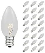 Novelty Lights 500 Case C7 Outdoor Christmas Replacement Bulbs, Clear, C7/E12 Candelabra Base, 5 Watt, 500 Bulbs
