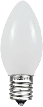 Novelty Lights Ceramic Christmas Replacement Bulbs - Outdoor Individual Bulbs for Events, Holiday Parties, Patios, and More - C7/E12 Candelabra Base, 5 Watt Lights (White, 25 Pack)