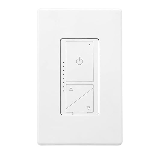 Maxxima 3-Way/Single Pole Digital Dimmer Wall Light Switch - Featuring Brightness Indicator Lights, 600 Watt, LED Compatible, Decorative Screwless White Wall Plate Cover Included
